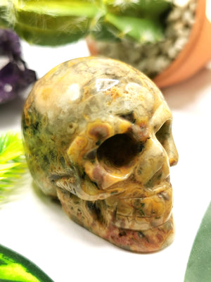 Crazy lace agate stone skull - reiki/chakra/healing - crystal crafts - Shwasam