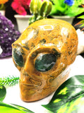 Crazy Lace Agate alien head with labradorite eyes - crystal healing - Shwasam