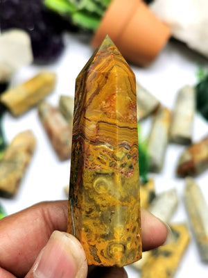 Crazy Lace Agate Point - crystal healing points - 1 PIECE will be sent - Shwasam