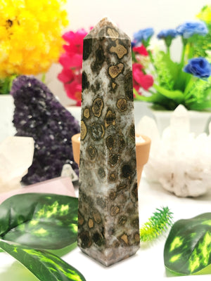 Leopard jasper stone point/wand - Energy/Reiki/Crystal Healing - 5.5 inches - Shwasam