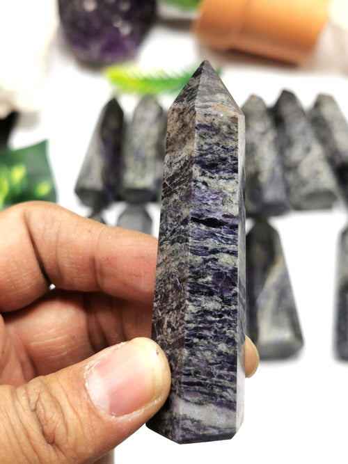 Charoite Point - ONE PIECE - Gemstone used in reiki / chakra / healing / energy - 37-50 gms - Shwasam