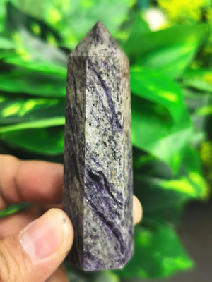 Charoite Point - ONE PIECE - reiki/chakra/healing/energy - 2.8 inch (7 cms) and 60 - 70 gms weight - Shwasam