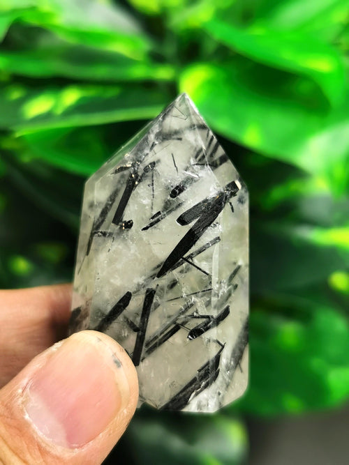 Black Rutilated Quartz Point - ONE PIECE - Crystal healing points - Shwasam