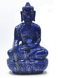 Buddha Statue in lapis lazuli stone - handmade carving of Lord Budda - crystal healing lapidary art - Shwasam