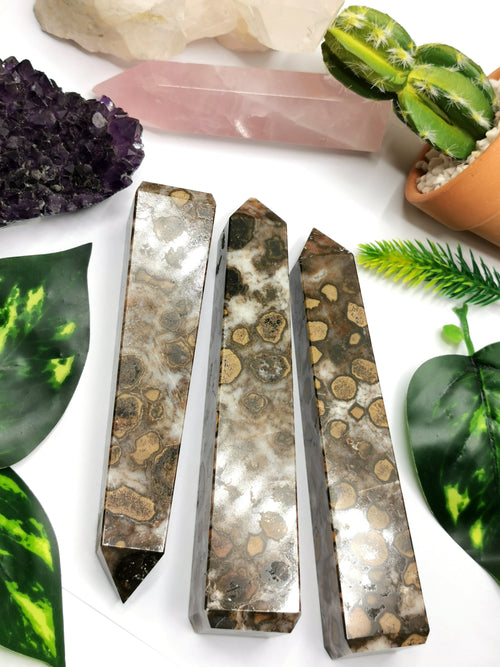 Leopard jasper stone point/wand - Energy/Reiki/Crystal Healing - 5.5 inches - Shwasam