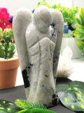 Moonstone Angel figurine - Crystal Healing / Good luck angel statue in gemstone 620gms - Shwasam
