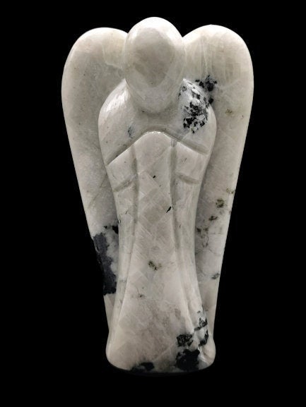 Moonstone Angel figurine - Crystal Healing / Good luck angel statue in gemstone 620gms - Shwasam