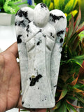 Moonstone Angel figurine - Crystal Healing / Good luck angel statue in gemstone 590 gms - Shwasam