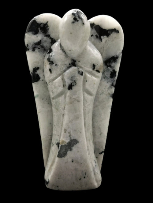 Moonstone Angel figurine - Crystal Healing / Good luck angel statue in gemstone 590 gms - Shwasam