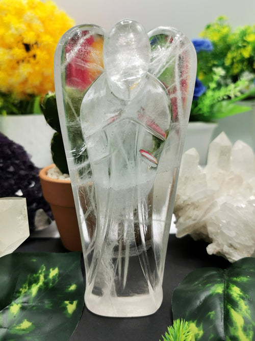 Clear Quartz Angel figurine - Spathik / Crystal Healing / Reiki / Chakra - 6 inches and 534 gms (1.17 lb) - Shwasam