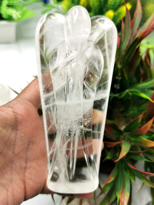 Clear Quartz Angel figurine - Spathik / Crystal Healing / Reiki / Chakra - 6 inches and 534 gms (1.17 lb) - Shwasam