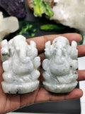 Moonstone Ganesh statue carving - Lord Ganesha Idol | Figurine in Crystals and Gemstones - 130 gms - Shwasam