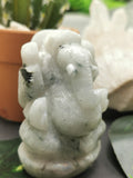 Moonstone Ganesh statue carving - Lord Ganesha Idol | Figurine in Crystals and Gemstones - 130 gms - Shwasam