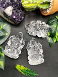 Ganesh statue in Clear Quartz Handmade Carving - Ganesha Idol |Sculpture in Crystals and Gemstones -2.5 inches and 100 gms - ONE STATUE ONLY - Shwasam