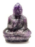 Amethyst Buddha - handmade carving of serene and meditating Lord Buddha - crystal/reiki/healing - 4 inches and 364 gms - Shwasam