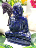 Lapis Lazuli Buddha Statue - handmade carving of serene and meditating Lord Buddha - crystal art - 322 gms - Shwasam
