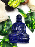 Lapis Lazuli Buddha Statue - handmade carving of serene and meditating Lord Buddha - crystal art - 322 gms - Shwasam