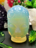 Opalite Buddha Head - handmade carving of serene face of Lord Buddha - crystal/reiki/healing - 3 inches and 254 gms - Shwasam
