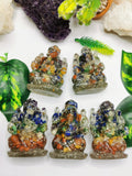 Orgonite 7 Chakra gemstone Ganesha used in crystal healing - Orgone Ganesh carving - Spirit healing good luck Ganesha in aventurine / amethyst / lapis lazuli - Shwasam