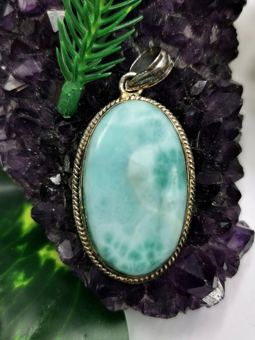 Stunning Larimar Pendant in 925 Sterling Silver - crystal/gemstone jewelry | Mother's Day/birthday/engagement/wedding/anniversary gift