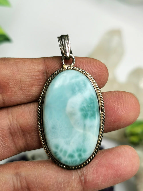Stunning Larimar Pendant in 925 Sterling Silver - crystal/gemstone jewelry | Mother's Day/birthday/engagement/wedding/anniversary gift