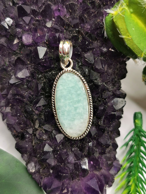 Beautiful amazonite pendant in 925 sterling silver - gemstone/crystal gift |Mother's Day/engagement/wedding/anniversary/birthday gift