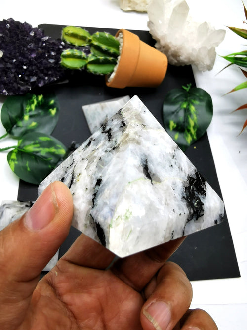 Moonstone Pyramid - Energy/Reiki/Crystal Healing - 170 gms - ONE PIECE ONLY - Shwasam