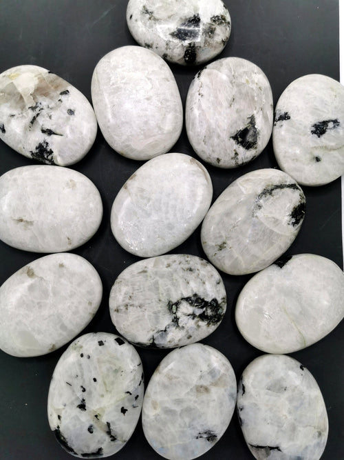 Rainbow Moonstone palm stones - ONE PIECE - crystal/chakra/reiki/healing - 100 gms weight - Shwasam