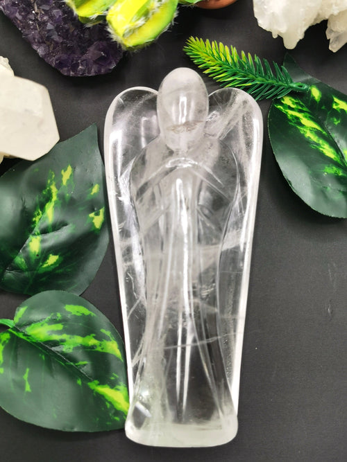 Clear Quartz Angel figurine - Spathik / Crystal Healing / Reiki / Chakra - 6 inches and 534 gms (1.17 lb) - Shwasam