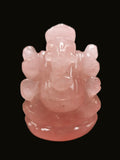 Rose Quartz Handmade Carving of Ganesh - Lord Ganesha Idol | Sculpture in Crystals and Gemstones - Shwasam