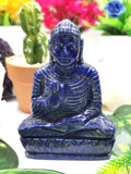 Lapis Lazuli Buddha Statue - handmade carving of serene and meditating Lord Buddha - crystal art - 322 gms - Shwasam