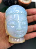 Opalite Buddha Head - handmade carving of serene face of Lord Buddha - crystal/reiki/healing - 3 inches and 254 gms - Shwasam