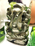 Pyrite stone Handmade Carving of Ganesh - Lord Ganesha Idol | Figurine in Crystals and Gemstones - 185 gms - ONE STATUE ONLY - Shwasam