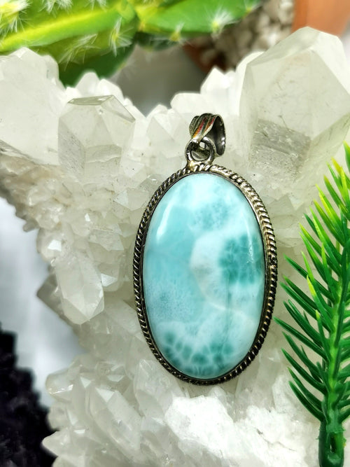 Stunning Larimar Pendant in 925 Sterling Silver - crystal/gemstone jewelry | Mother's Day/birthday/engagement/wedding/anniversary gift