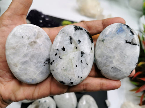 Rainbow Moonstone palm stones - ONE PIECE - crystal/chakra/reiki/healing - 100 gms weight - Shwasam