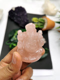 Rose Quartz Handmade Carving of Ganesh - Lord Ganesha Idol | Sculpture in Crystals and Gemstones - Shwasam