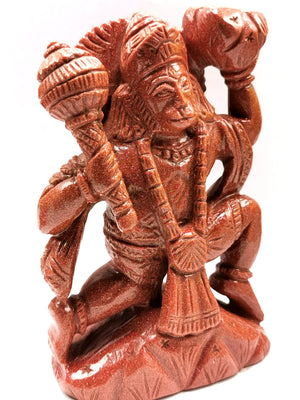 Goldstone Statue of Lord Hanuman 6.5 Inches | Bajrang Bali in Sandstone | Reiki/Chakra/Healing | Lord Ram's eternal devotee in gemstone