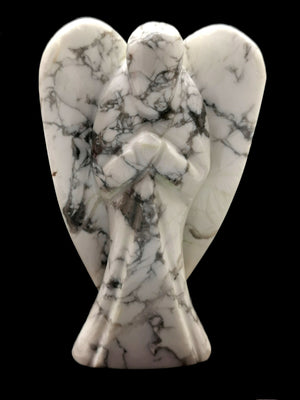 Howlite Angel figurine - Crystal Healing / Reiki / Chakra - 4 inches and 210 gms (0.46 lb)