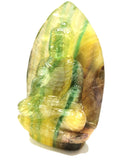 Yellow Fluorite Buddha - handmade carving of serene and meditating Lord Buddha - crystal/reiki/healing - 5.2 inches and 630 gms