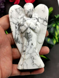 Howlite Angel figurine - Crystal Healing / Reiki / Chakra - 4 inches and 210 gms (0.46 lb)