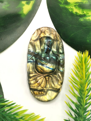 Ganesh miniature carving for pendant in labradorite stone - gemstone/crystal jewelry | Reiki/Chakra/Healing with crystals - ONE PIECE ONLY