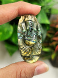 Ganesh miniature carving for pendant in labradorite stone - gemstone/crystal jewelry | Reiki/Chakra/Healing with crystals - ONE PIECE ONLY