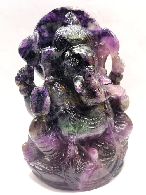 Multicolor Fluorite Handmade Carving of Ganesh -Lord Ganesha Idol/Murti in Crystals and Gemstones -Reiki/Chakra/Healing - 6 inch and 1.25 kg