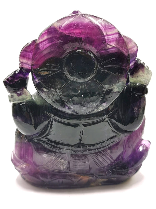 Purple Fluorite Handmade Carving of Ganesh - Lord Ganesha Idol/Sculpture in Crystals and Gemstones -Reiki/Chakra/Healing - 5 inch and 1.08kg