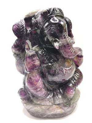 Purple Fluorite Handmade Carving of Ganesh -Lord Ganesha Idol/Sculpture in Crystals and Gemstones -Reiki/Chakra/Healing -5.2 inch and 1.43kg