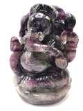Purple Fluorite Handmade Carving of Ganesh -Lord Ganesha Idol/Sculpture in Crystals and Gemstones -Reiki/Chakra/Healing -5.2 inch and 1.43kg