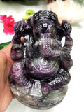 Purple Fluorite Handmade Carving of Ganesh -Lord Ganesha Idol/Sculpture in Crystals and Gemstones -Reiki/Chakra/Healing -5.2 inch and 1.43kg
