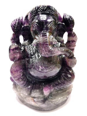 Purple Fluorite Handmade Carving of Ganesh -Lord Ganesha Idol/Sculpture in Crystals and Gemstones -Reiki/Chakra/Healing -5.2 inch and 1.43kg