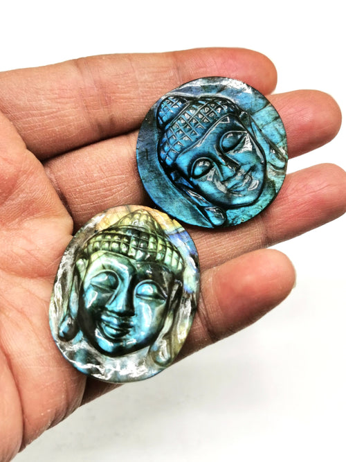 Serene Buddha miniature carving for pendant in labradorite stone - gemstone/crystal jewelry | Reiki/Chakra/Healing - ONE PIECE ONLY