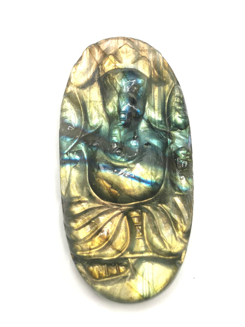Ganesh miniature carving for pendant in labradorite stone - gemstone/crystal jewelry | Reiki/Chakra/Healing with crystals - ONE PIECE ONLY